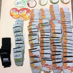 Coozies, stickers, coasters